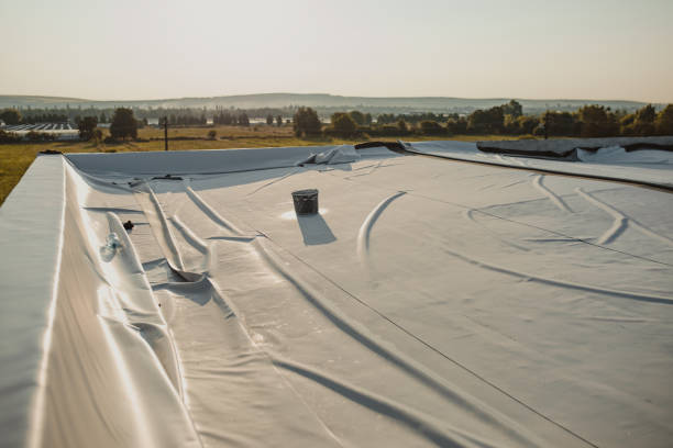 roof top view of commercial building with top membrane lining